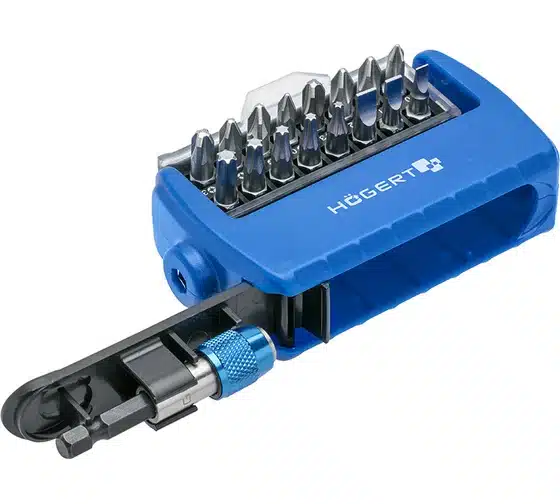 Набор бит с битодержателем 1/4″, SL, PH, PZ, TORX, 17 шт.