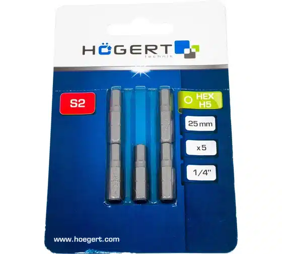 Биты HEX  5, 25 мм, 5 шт.
