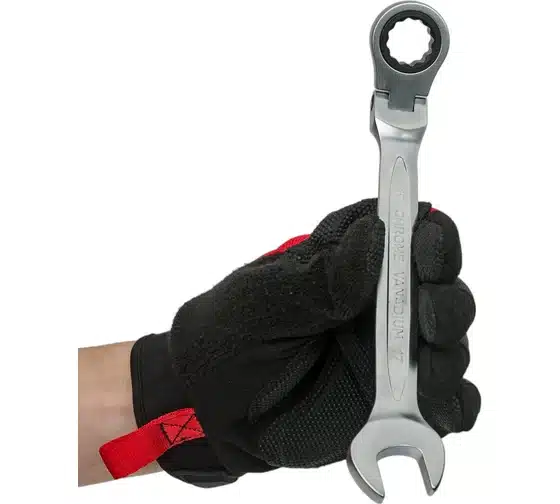 Ключ комбинированный шарнирный с трещоткой 17 мм, 72T, сталь CrV