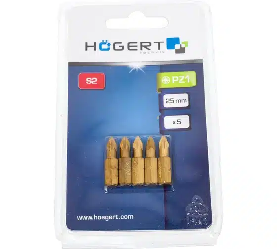 Биты PZ1 25 мм, сталь S2, нитрид титана, 5 шт.